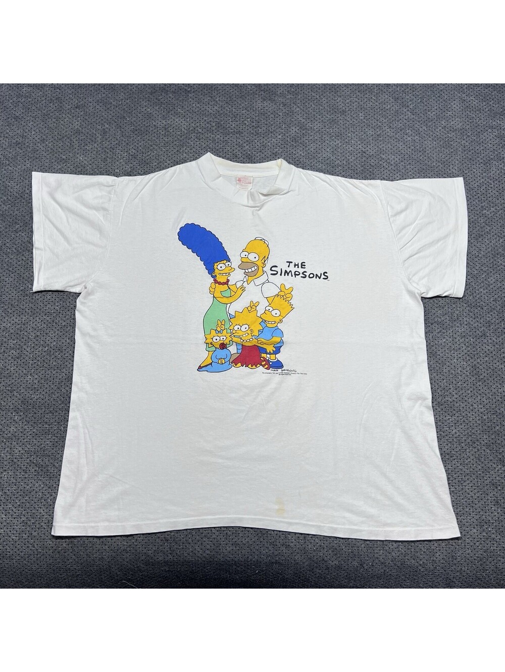 Vintage 1990 The Simpsons Family Shirt 2XL Cartoon Promo Rare Men’s White